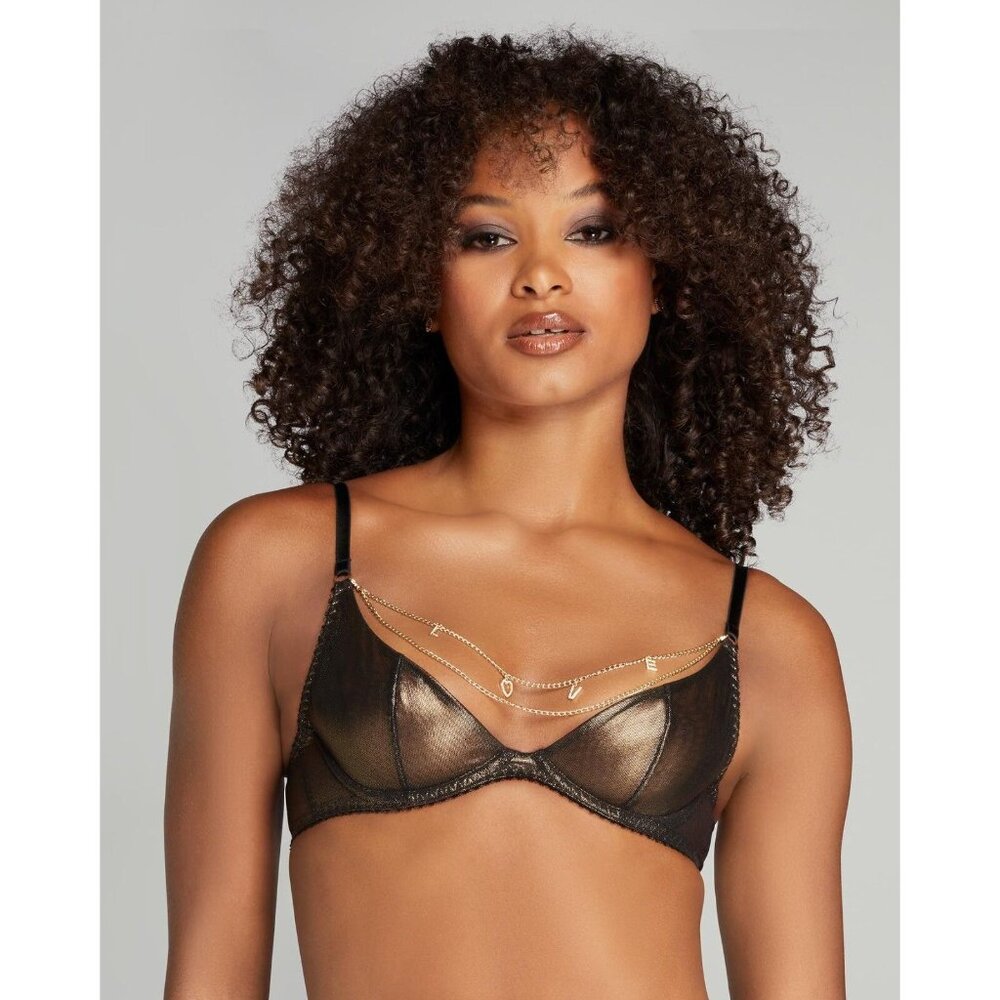 Agent Provocateur Tylee Gold "LOVE" Chain Bra NWT $195